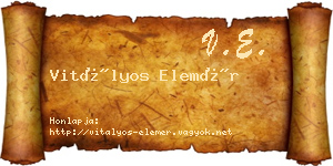 Vitályos Elemér névjegykártya
